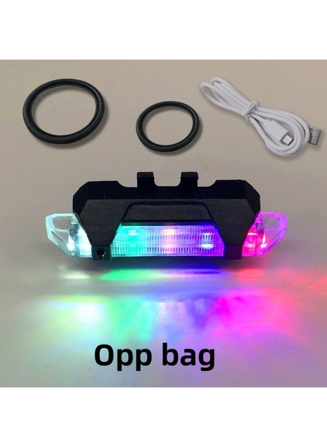 Bicycle Light Usp Rechargeable Tail Light Riding Warning Light Road Bike Mountain Bike Night Riding Safety Equipment 918 Tail Light-Color:Five-color Light Changing (packed In Bags)  - Image 1