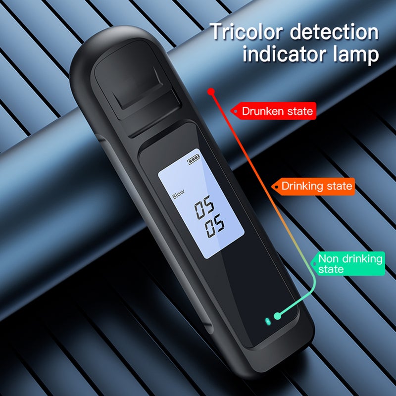 Handheld Portable Alcohols Detector Non-Contacting Breath Blow Tester Quick Response LED Display Screen High-Sensitive Electronic Breathalyzer with 3-Color Indicator Light - Image 3