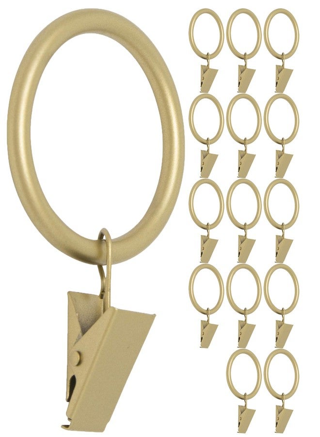 Meriville Drapery Curtain Rings with Clip - 1.5-Inch Inner Diameter, Fits Up to 1 1/4-Inch Rod, Set of 14, Royal Gold Finish - Image 1