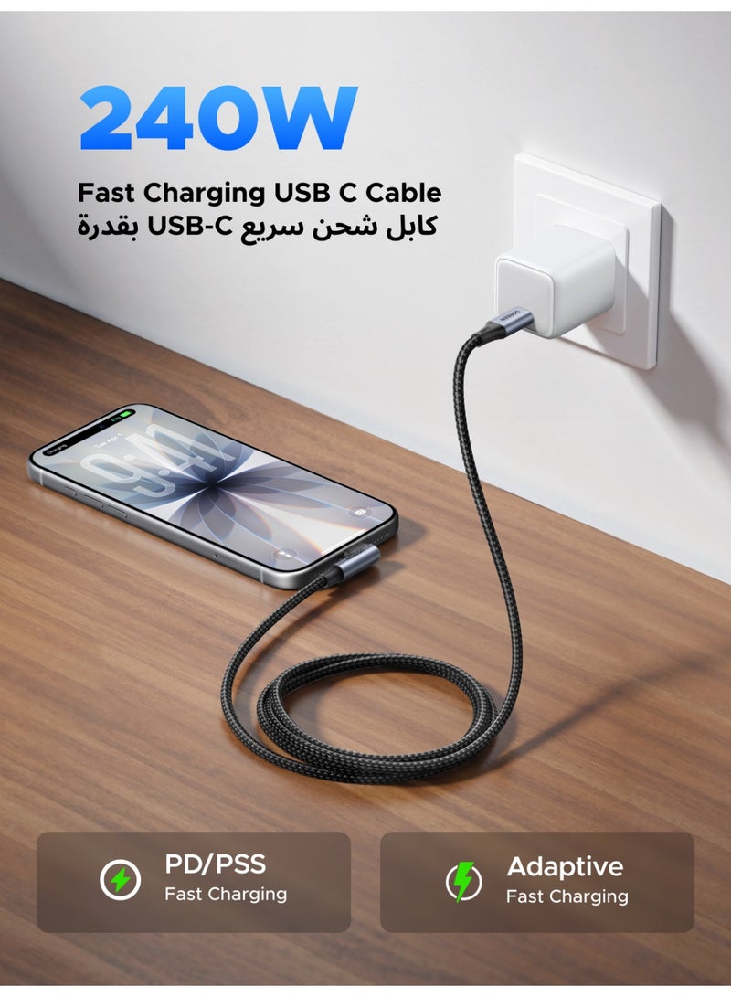 يو جرين كابل بقوة 240W USB-C إلى Type-C بزاوية قائمة، طوله 2 متر، 5A، يدعم الشحن السريع PD، متوافق مع iPhone من سلسلة 17-15، وMacBook Pro/Air، وiPad Pro، وSamsung S25/24/Ultra، وHuawei، وLenovo، وDell. - Image 3