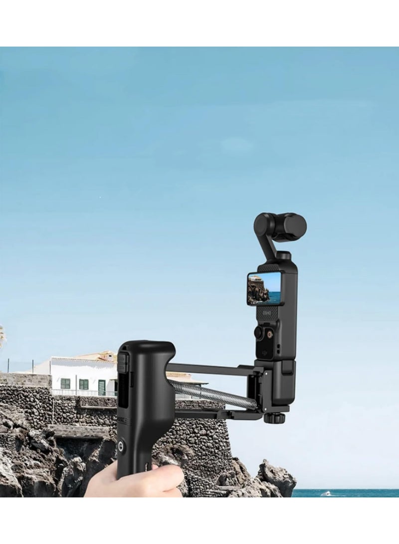 For DJI Osmo Pocket 3 Handheld Stabilizer Shock Absorber Adjustable Damping Anti-Shake Accessory with Protective Case 1/4 Screw Holes Foldable Handle for Smooth Recording Walking Jogging Stairs  - Image 1