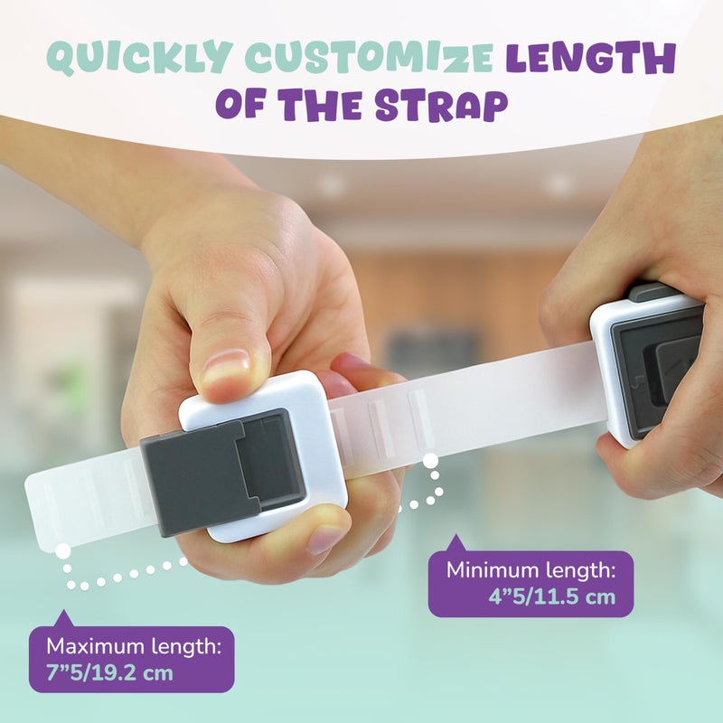 Wappa Baby Child Safety Locks (4-Pack) - Baby Proof Cabinets, Drawers, Toilets & Appliances- Adjustable Strap Length, Double Lock Option - Easy Latch for Adults to Open - Image 5