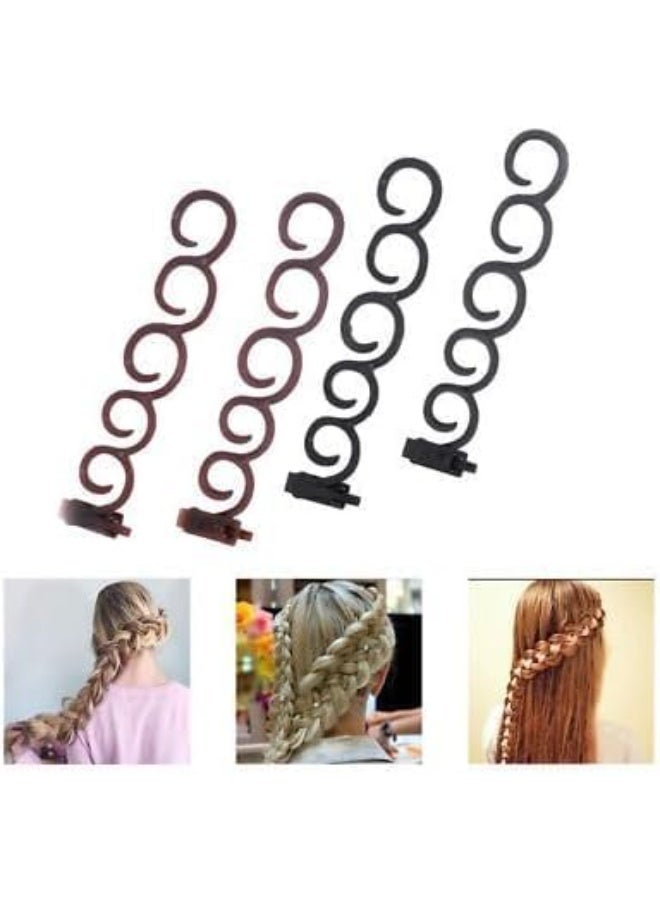 أداة ضفر ولف الشعر متعددة الحلقات، بني، إكسسوار لتصفيف الشعر بنفسك للسيدات - Image 2