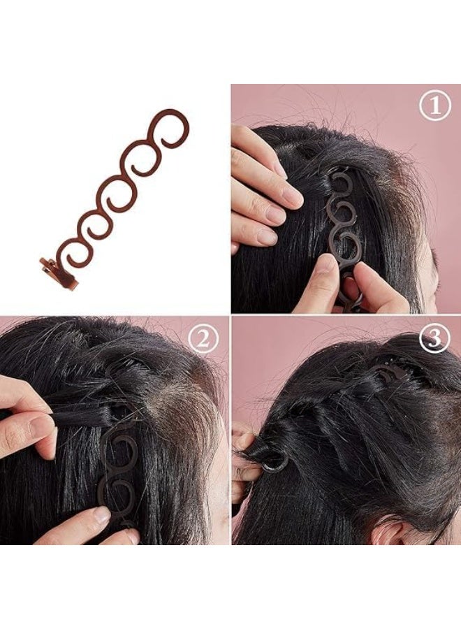 أداة ضفر ولف الشعر متعددة الحلقات، بني، إكسسوار لتصفيف الشعر بنفسك للسيدات - Image 3