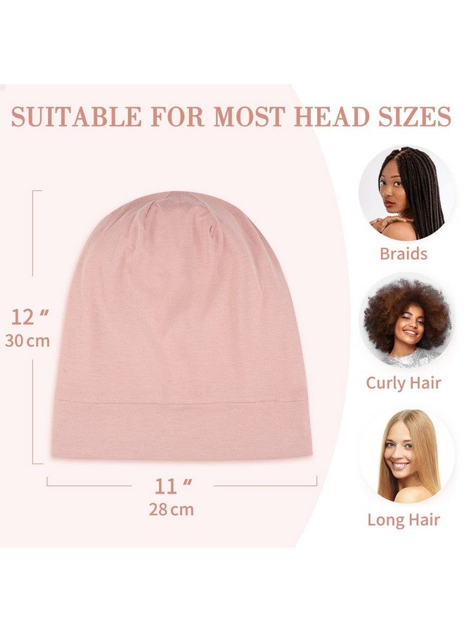 LULUSILK Mulberry Silk Bonnet For Sleeping Women, Real Silk Sleep Cap For Curly Hair And Braids, Pure Silk Head Wrap With Scrunchies, Pink - Image 5