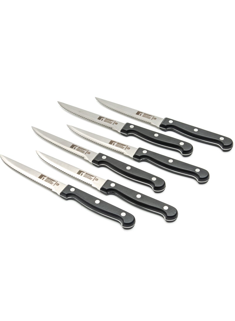 BERGNER طقم سكاكين ستيك من الفولاذ المقاوم للصدأ 6 قطع من فيتا، أسود/فضي، BG40192MM - Image 2