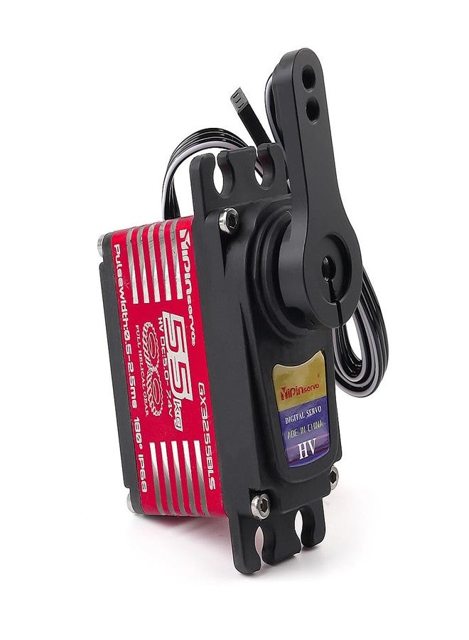 Stemedu RC Hobby Servo 55KG Brushless Servo Motor High Torque Digital Waterproof Servo for RC Cars, Airplanes, Helicopters - 6.0-8.4V 180° Rotation, 25T Horn Included - Image 2