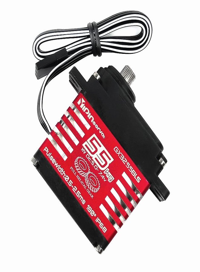Stemedu RC Hobby Servo 55KG Brushless Servo Motor High Torque Digital Waterproof Servo for RC Cars, Airplanes, Helicopters - 6.0-8.4V 180° Rotation, 25T Horn Included - Image 3