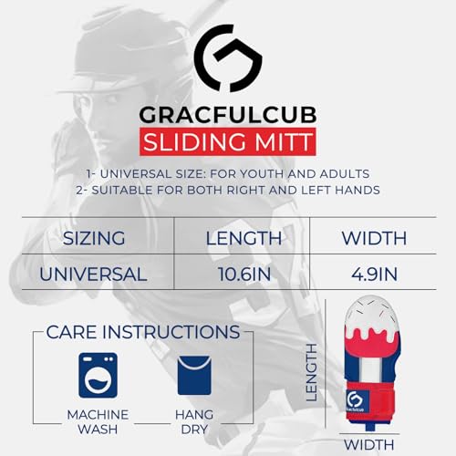 Gracfulcub Baseball Sliding Mitt, Sliding Glove Baseball Softball Guard, Ergonomic Design Protect Fingers (Flag Gesture) (Ice BlueRuby, Left Hand Wear) - Image 2