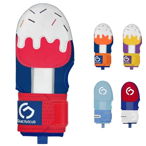 Gracfulcub Baseball Sliding Mitt, Sliding Glove Baseball Softball Guard, Ergonomic Design Protect Fingers (Flag Gesture) (Ice BlueRuby, Left Hand Wear) - Image 1