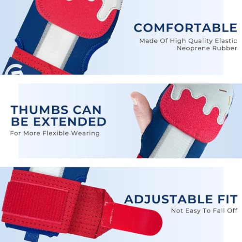 Gracfulcub Baseball Sliding Mitt, Sliding Glove Baseball Softball Guard, Ergonomic Design Protect Fingers (Flag Gesture) (Ice BlueRuby, Left Hand Wear) - Image 3