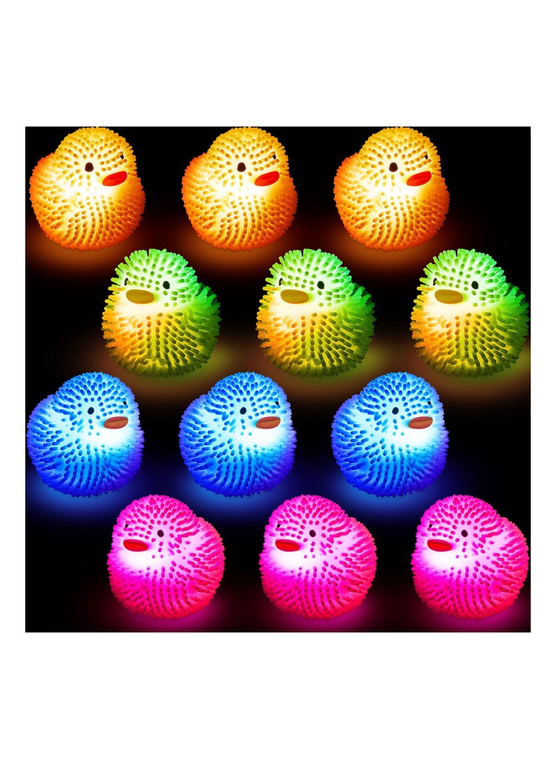 SYOSI Floating Duck, Bath Toys for Kid Toddlers, 12 Pack LED Puffer Ball, Ducks Glow Balls, Small Light up Ball, Funky Flashing Ducks Bathtub, Basket Stuffers, Classroom Prize Supplies (Color Random) - Image 1