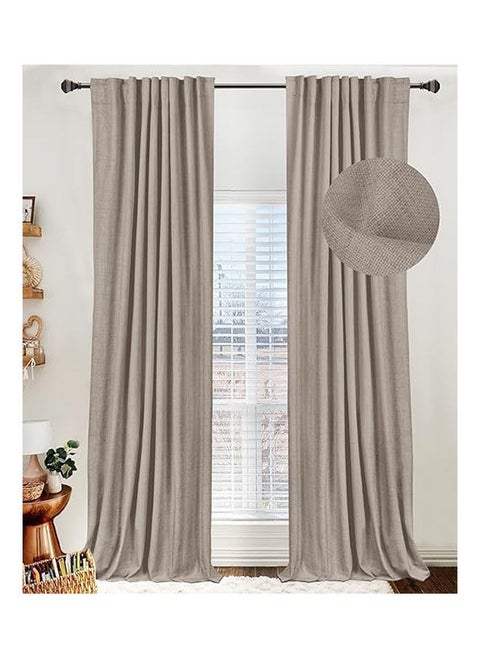 Shield Linen 100% Blackout Curtains Thermal Insulated With Back Tab/Rod Pocket 1 Piece