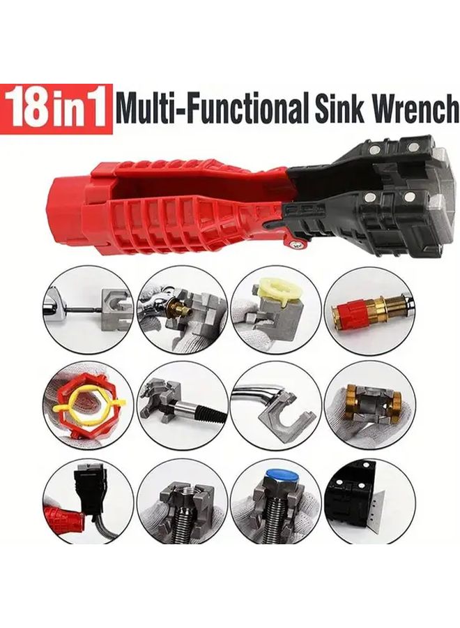 18 في 1 أداة سباكة شديدة التحمل لمفتاح الصرف ذات قبضة ملمسية لتركيب الحنفية والمرحاض - Image 2
