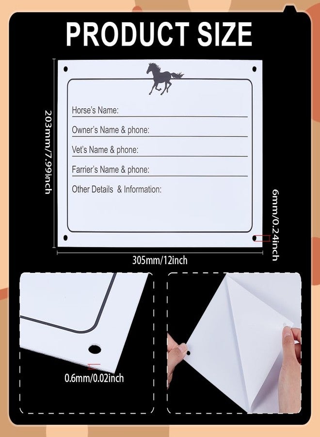 BENECREAT 8pcs Horse Stall Name Plate, Adhesive Sign Horse Info Stall Plaque Dry Erase Sign for Horse Barn Door Accessories Decoration Supplies, 7.99x12 Inch - Image 2