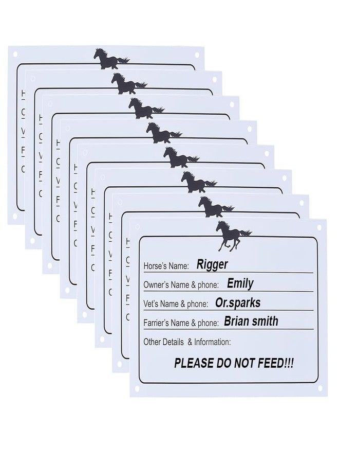 BENECREAT 8pcs Horse Stall Name Plate, Adhesive Sign Horse Info Stall Plaque Dry Erase Sign for Horse Barn Door Accessories Decoration Supplies, 7.99x12 Inch - Image 1