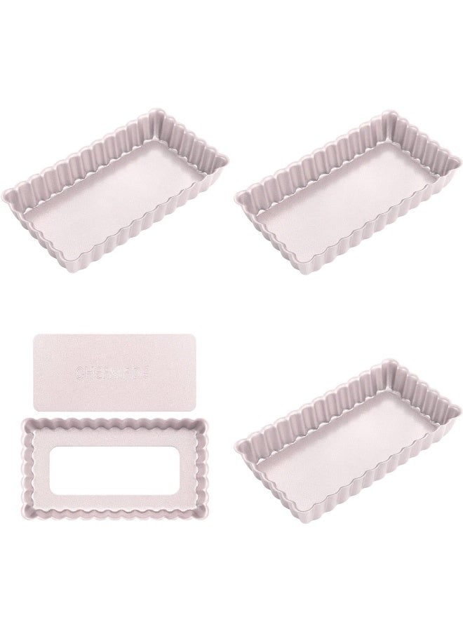 CHEFMADE WK9037-4 Non-Stick Rectangular Tart Pan Set, 4" (4 Pieces) - Image 1