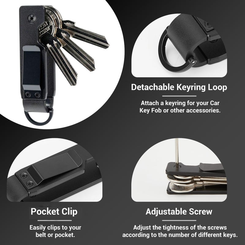 Esdallina Key Holder for Keychain Metal Aluminum Compact Smart Key Organizer Secures 1-5 Keys - Image 5