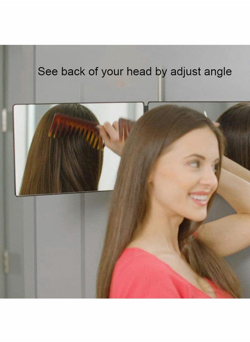 SYOSI - Four Panel Folding Mirror 4 Sided Foldable Makeup Handheld Mirror Compact Tabletop Mirror for Self Styling and Hair Cutting Makeup Shaving Easy to See Your Back Head - Image 1