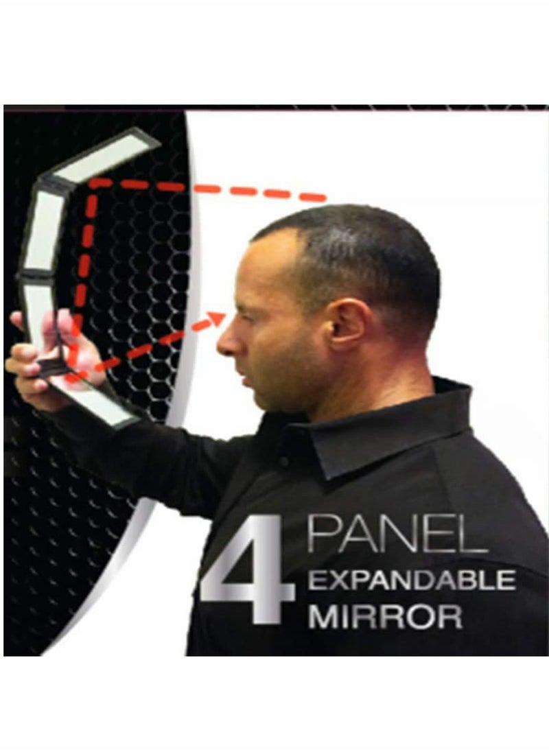 SYOSI - Four Panel Folding Mirror 4 Sided Foldable Makeup Handheld Mirror Compact Tabletop Mirror for Self Styling and Hair Cutting Makeup Shaving Easy to See Your Back Head - Image 1