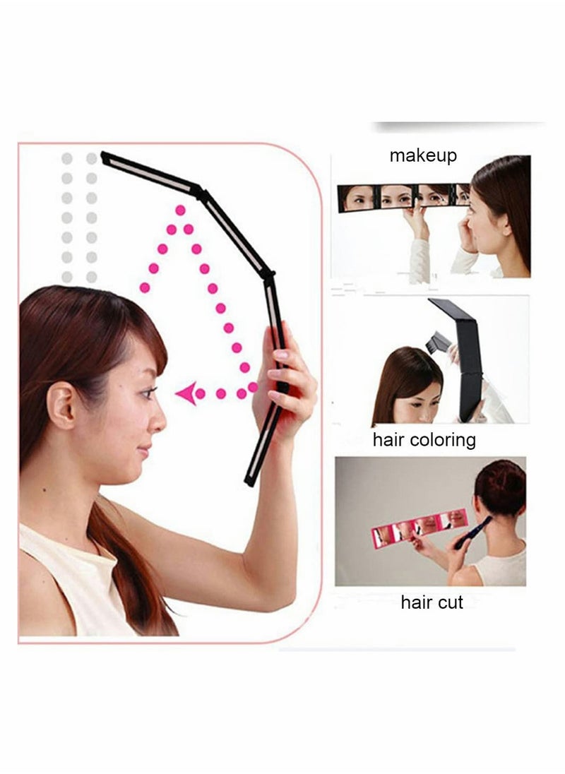SYOSI - Four Panel Folding Mirror 4 Sided Foldable Makeup Handheld Mirror Compact Tabletop Mirror for Self Styling and Hair Cutting Makeup Shaving Easy to See Your Back Head - Image 1