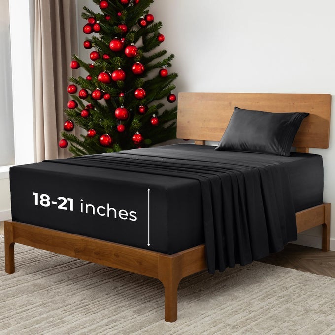 EXTRA DEEP TWIN SHEETS 3 PC ICONIC COLLECTION BEDDING HOTEL LUXURY ULTRA SOFT COOLING BED SHEETS WRINKLE FADE STAIN RESISTANT TWIN BLACK