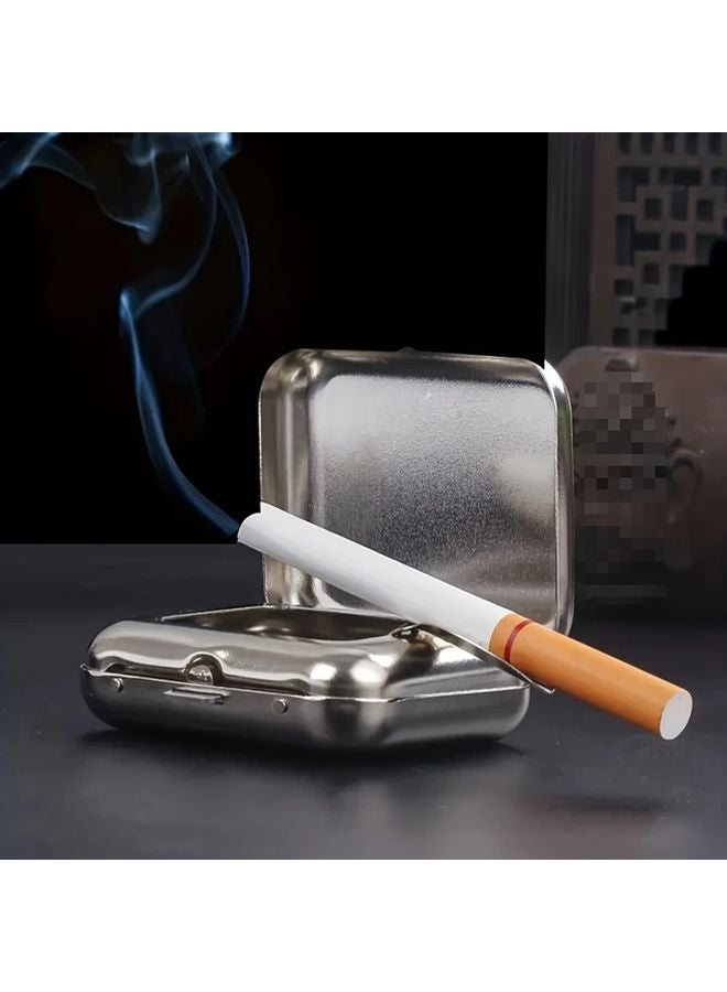 مجموعة سفر صغيرة محمولة من صواني السجائر المعدنية 2 قطعة من الفولاذ المقاوم للصدأ ملحق التدخين الخارجي الجيب - Image 5
