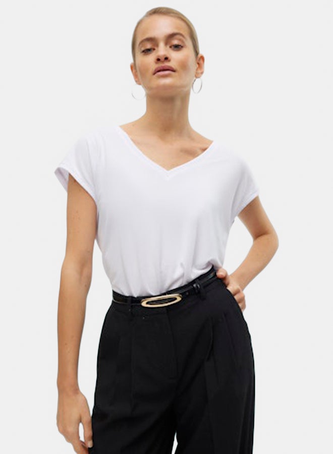 VERO MODA VERO MODA Womens Filli Shortsleeve V-Neck Tee - Image 2