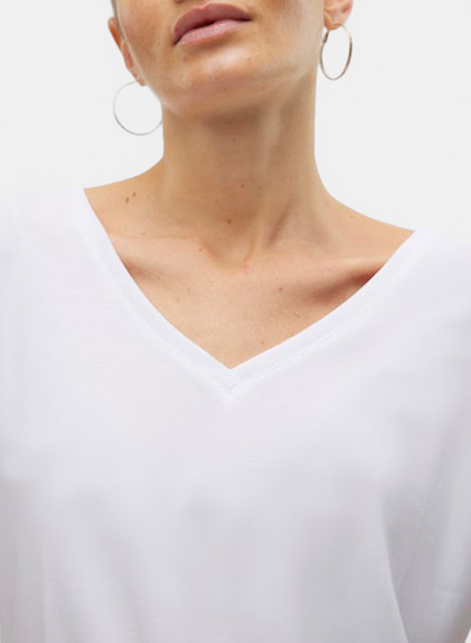 VERO MODA VERO MODA Womens Filli Shortsleeve V-Neck Tee - Image 4