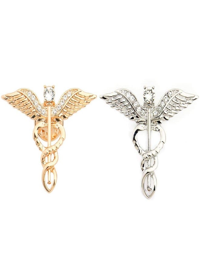 hanreshe Caduceus Brooch Pins 2 Pieces Medical Jewelry Gift for Doctor/Nurse/Medical Student Nursing Pins for Pinning Ceremony - Image 1