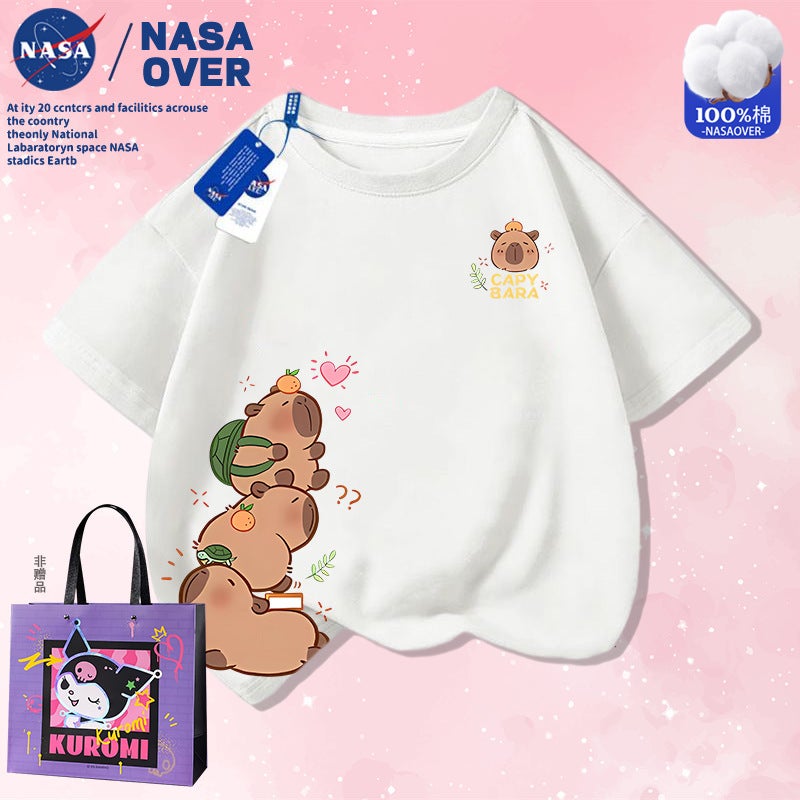 Nasa Co-Name Kappibala Summer Cotton Short-Sleeved T-Shirt For Boys And Girls Cute Cartoon Printed Top - Image 1