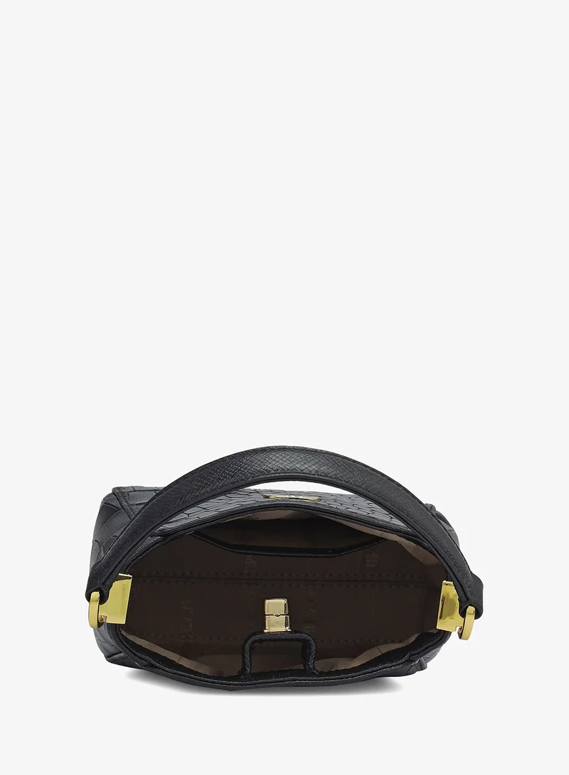 Da Milano  Small Croco Leather Satchel - Black for Women | Best Price UAE