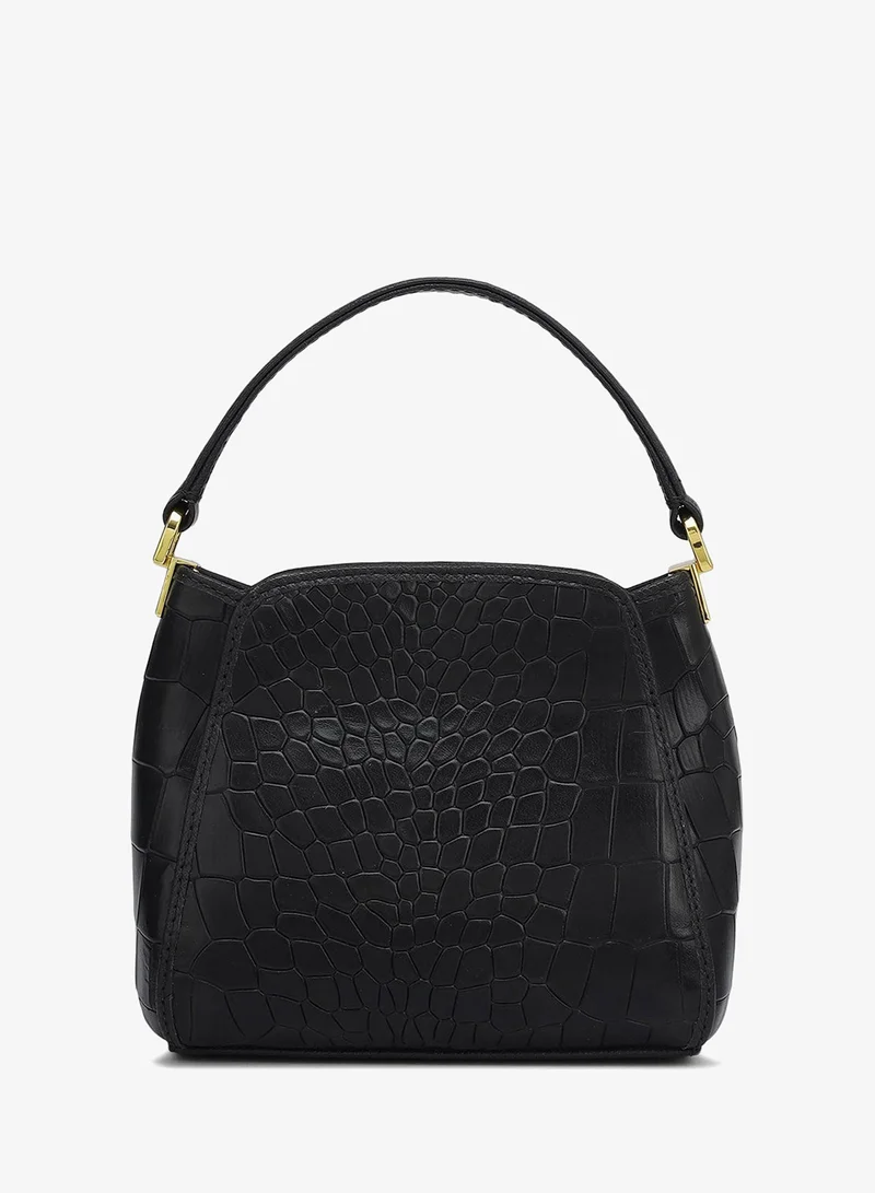 Da Milano  Small Croco Leather Satchel - Black for Women | Best Price UAE