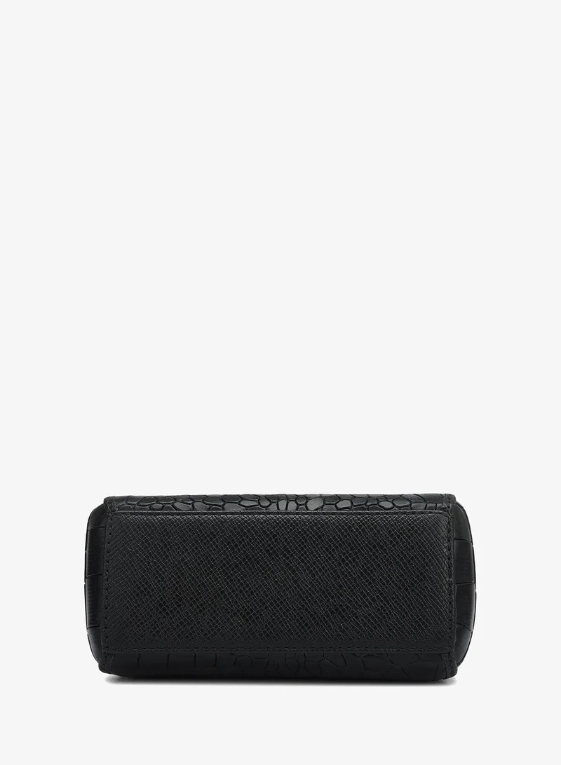 Da Milano  Small Croco Leather Satchel - Black for Women | Best Price UAE