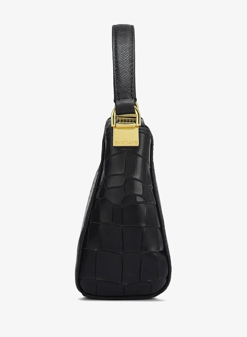 Da Milano  Small Croco Leather Satchel - Black for Women | Best Price UAE