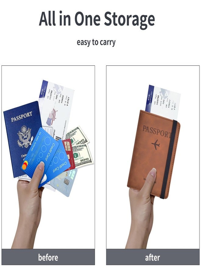 KAOBAN Passport Holder Cover Wallet Case RFID Blocking Leather Card Slot Travel Accessories for Women Men, Brown - Image 3