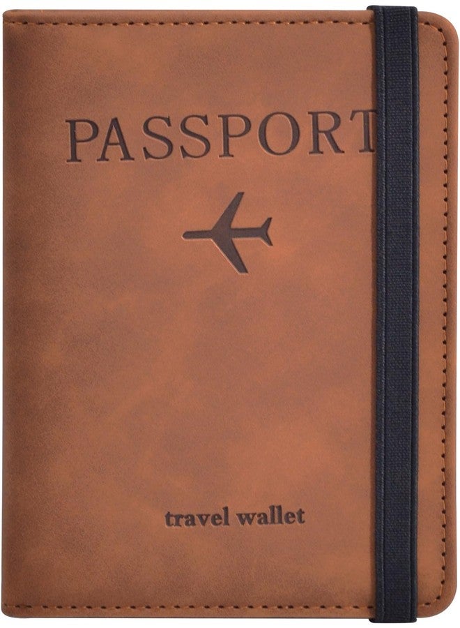 KAOBAN Passport Holder Cover Wallet Case RFID Blocking Leather Card Slot Travel Accessories for Women Men, Brown - Image 1