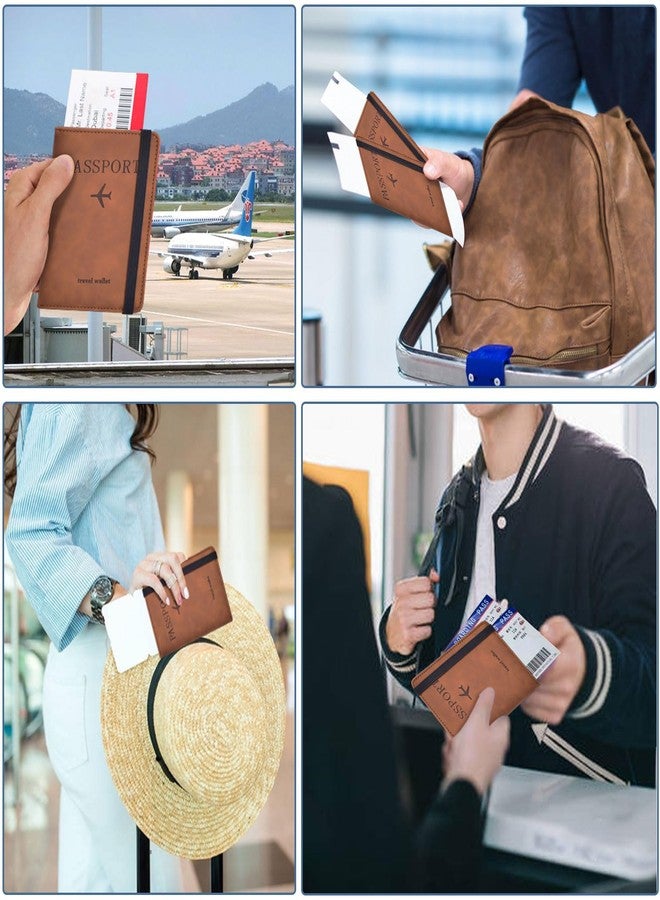 KAOBAN Passport Holder Cover Wallet Case RFID Blocking Leather Card Slot Travel Accessories for Women Men, Brown - Image 5