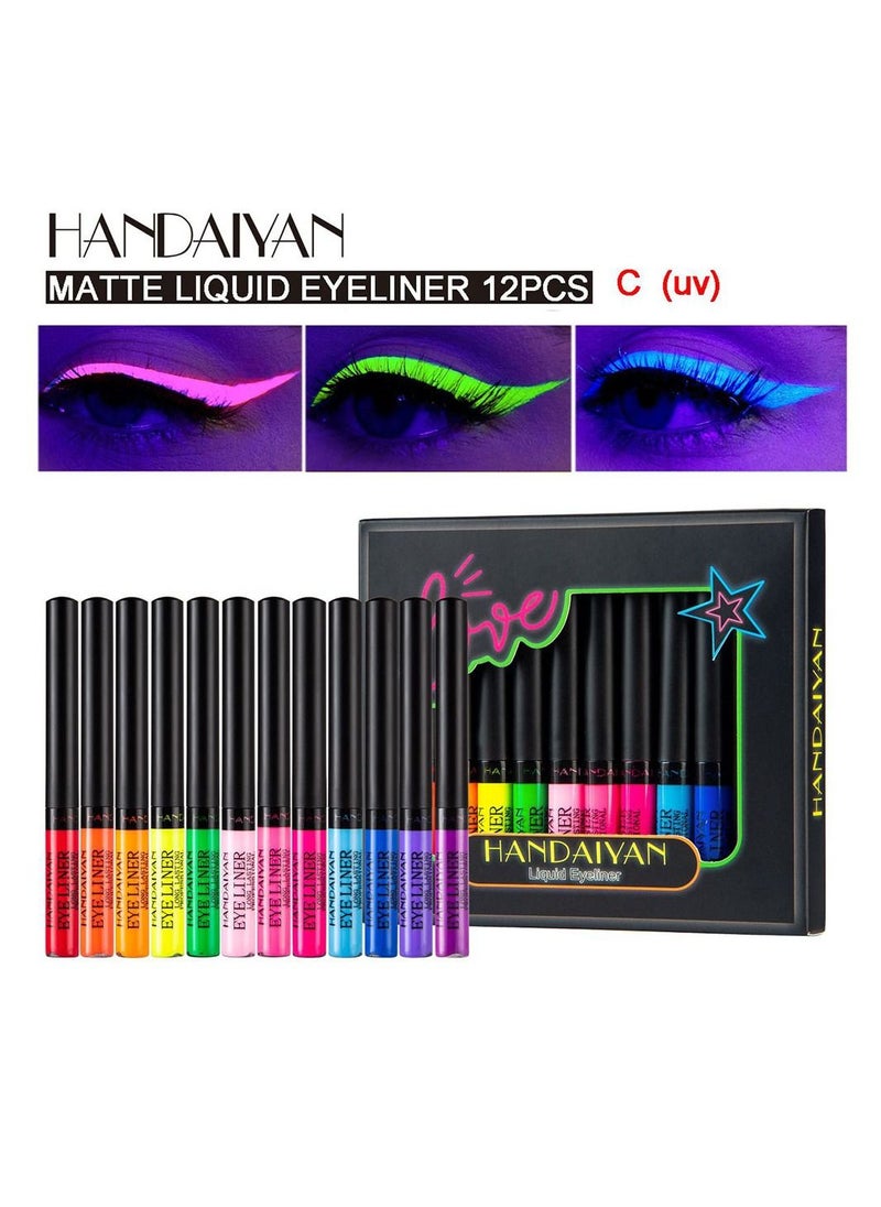 Handaiyan Liquid Eyeliner Waterproof Smudge Proof Sweat 12 Colors Matte Liner Set Long Lasting Pigment Professional Makeup Gift Quick Dry,Gel,Soft,Smooth,Natural,Hyper Easy Suit Clubs, Stages, Parties  - Image 1