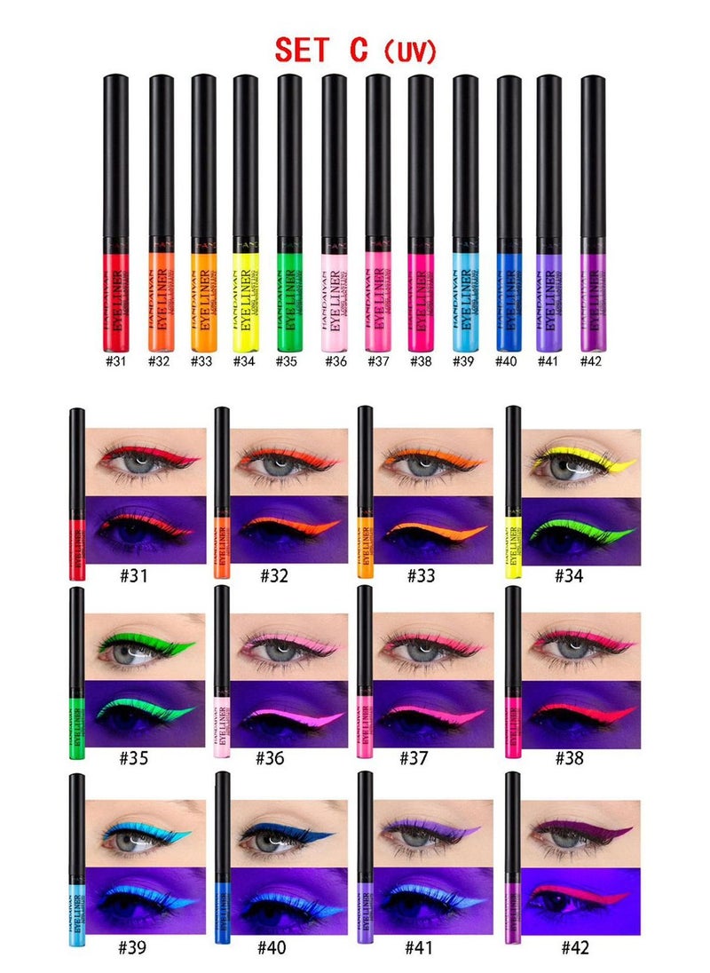 Handaiyan Liquid Eyeliner Waterproof Smudge Proof Sweat 12 Colors Matte Liner Set Long Lasting Pigment Professional Makeup Gift Quick Dry,Gel,Soft,Smooth,Natural,Hyper Easy Suit Clubs, Stages, Parties  - Image 3