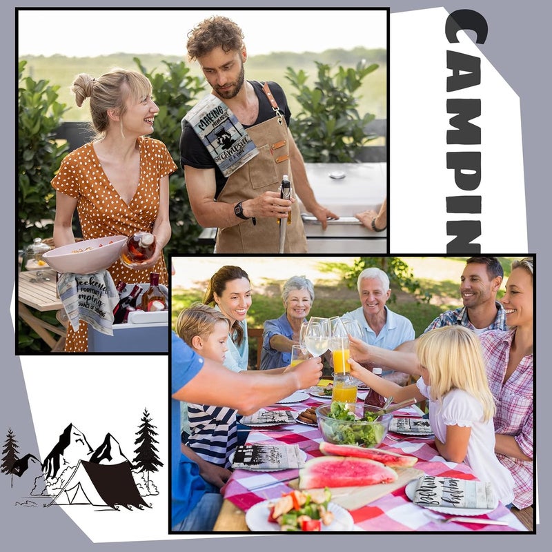 Boyiee Set of 6 Camping Kitchen Towels Happy Camper Tea Towels Absorbent Farmhouse Dish Towels with Funny Sayings 24 x 16 Inches Camping Hand Towels for RV Campers Lovers Gifts Accessories Decorations - Image 3