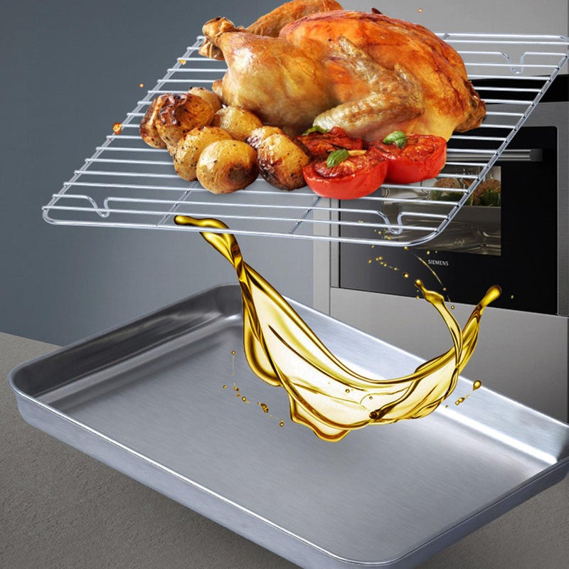 Large Stainless Steel Baking Pan With Rack Draining Baking Sheet For Kitchen Restaurant Hotel - Image 3