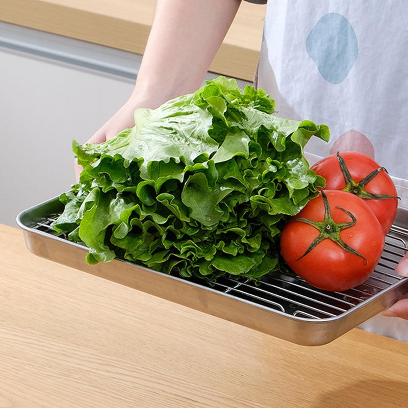Large Stainless Steel Baking Pan With Rack Draining Baking Sheet For Kitchen Restaurant Hotel - Image 5