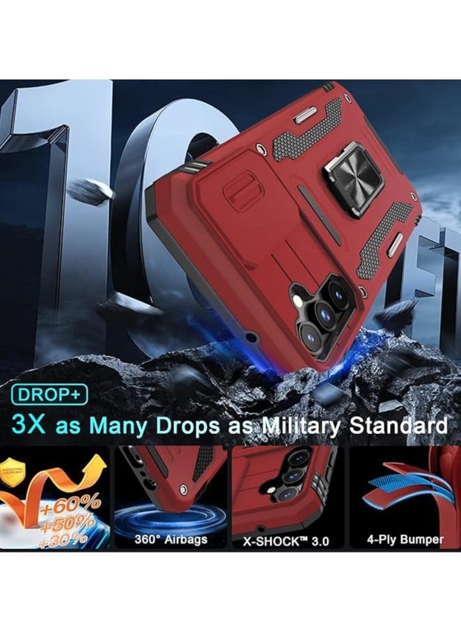 TEAM LUXURY - Samsung Galaxy S24Ultra Case, Slide Camera Cover, Built in Rotate Ring Kickstand, Heavy Duty Shockproof Protective Case - Image 1