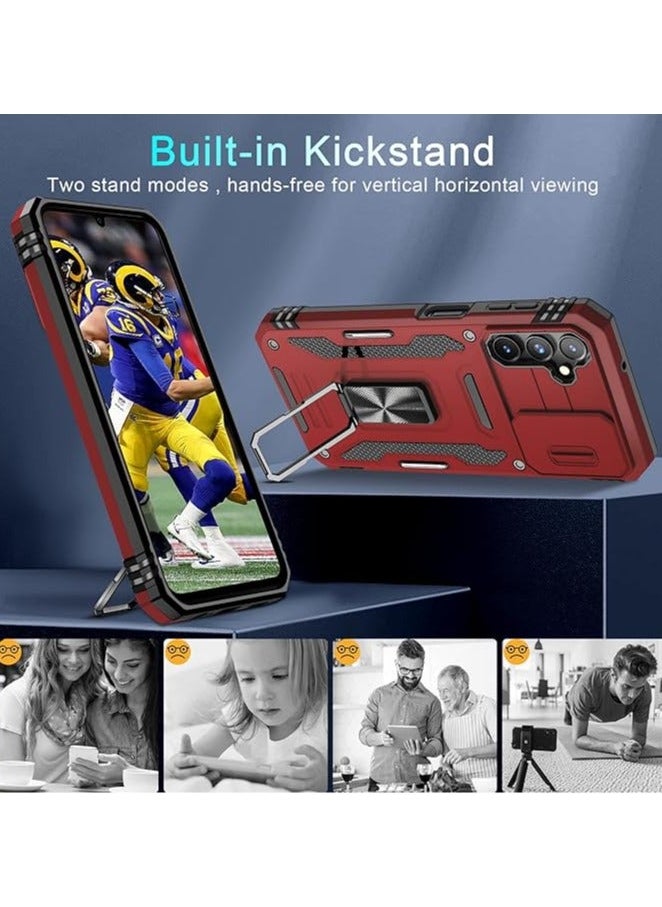 TEAM LUXURY - Samsung Galaxy S24Ultra Case, Slide Camera Cover, Built in Rotate Ring Kickstand, Heavy Duty Shockproof Protective Case - Image 1