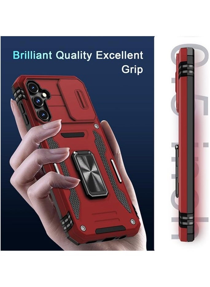 TEAM LUXURY - Samsung Galaxy S24Ultra Case, Slide Camera Cover, Built in Rotate Ring Kickstand, Heavy Duty Shockproof Protective Case - Image 1