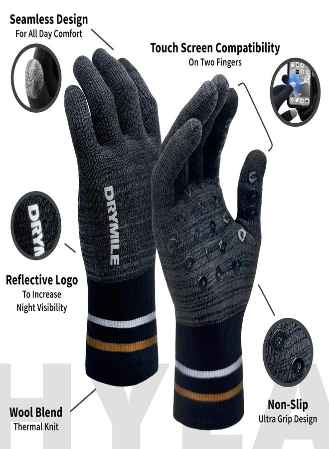DRYMILE Waterproof Gloves - Warm Touchscreen Winter Snow Wool Blend Hand Gloves for Men & Women - Work, Hiking, Skiing, Running, Biking, Riding Glove, Ideal for Cold Weather - M, Heather Grey - Image 4