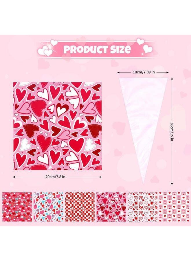 Giiffu Valentine's Day Gifts for Kids-30 Pack Valentines Sweet Cones Shaped Stationery Gift for Classroom, Creative Valentine Exchange Gift Set with Clear Bag Heart Card Pencil Sticker Eraser Sharpener Ruler - Image 2