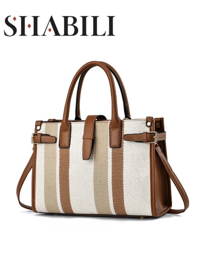 SHABILI Women's Fashion Luxury Tote Bags, Ladies Designer Contrast Color Shopping Bag Clutch Bag Satchel Bag, Large Capacity Crossbody Bag Shoulder Bag Handbag Carry Bag for College Students and Teenagers - Image 1