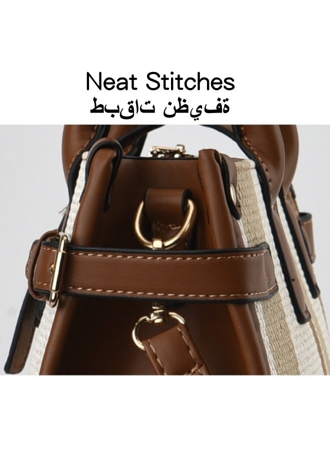 SHABILI Women's Fashion Luxury Tote Bags, Ladies Designer Contrast Color Shopping Bag Clutch Bag Satchel Bag, Large Capacity Crossbody Bag Shoulder Bag Handbag Carry Bag for College Students and Teenagers - Image 3